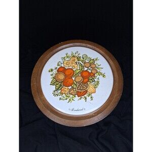 GOODWOOD MCM TRIVET Vintage Fruit, 70's Possibly Wood Base 7.5"